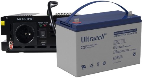 ZESTAW PRZETWORNICA Green Cell 12V/ 230V 300W/600W CZYSTY SINUS + AKUMULATOR AGM ULTRACELL 12V 100Ah ZESTAW PRZETWORNICA Green Cell 12V/ 230V 300W/600W CZYSTY SINUS + AKUMULATOR AGM ULTRACELL 12V 100Ah