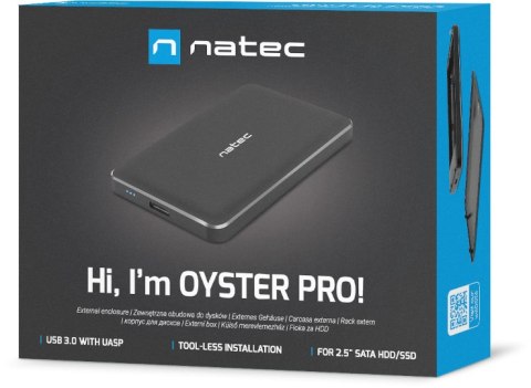 Zewnętrzna obudowa dysku Natec Oyster Pro Slim SATA 2.5cala USB 3.0 Czarny Zewnętrzna obudowa dysku Natec Oyster Pro Slim SATA 2.5cala USB 3.0 Czarny