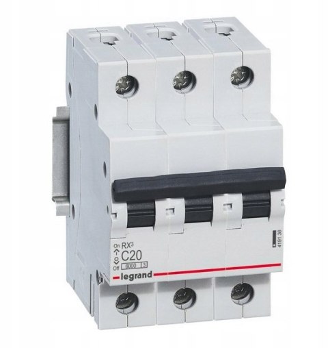 Wyłącznik nadprądowy 3P C 20A 6kA AC S303 C20 RX3, Legrand Wyłącznik nadprądowy 3P C 20A 6kA AC S303 C20 RX3, Legrand